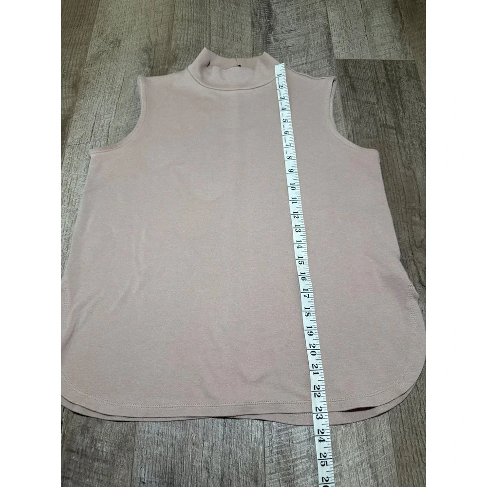Premise Women's Tan Mock Neck Sleeveless Shell Top‎ Curved Hem Size Small